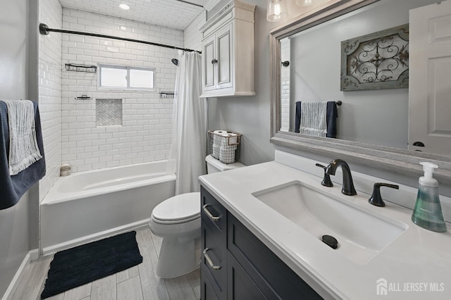 56 3rd Ave, Port Reading, NJ 07064 - bathroom with vanity, shower / bath combination with curtain, and wood finished floors