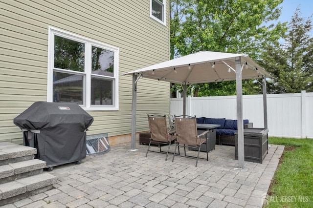 51 N Smith St, Avenel, NJ 07001 - view of patio / terrace with a grill, a gazebo, outdoor lounge area, and outdoor dining space