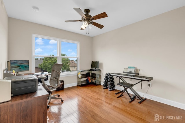 51 N Smith St, Avenel, NJ 07001 - office area with ceiling fan and wood finished floors