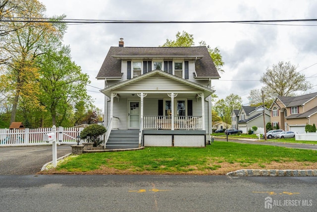 1402 Glenwood Dr, Piscataway, NJ 08854 - view of front of property with a porch, a chimney, and a shingled roof