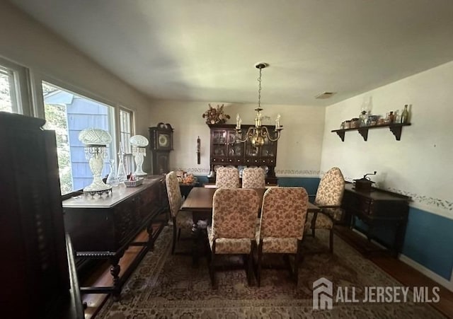 188 N Rd, Chester Twp, NJ 07930 - dining room with a chandelier and baseboards