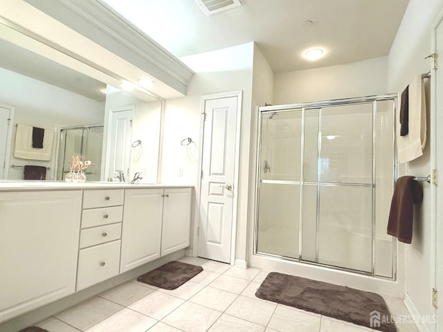 2109 Conrad Way, Franklin, NJ 08873 - full bathroom with double vanity, tile patterned flooring, and a shower stall