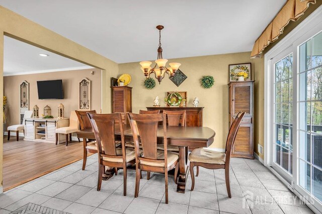 6 Muravski Ct, South River, NJ 08882 - dining room with a chandelier, light tile patterned floors, and recessed lighting