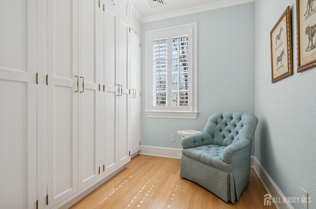 56 Cradle Rock Rd, Princeton, NJ 08540 - living area featuring light wood-style floors and crown molding