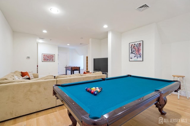 56 Cradle Rock Rd, Princeton, NJ 08540 - rec room with light wood finished floors, pool table, and recessed lighting