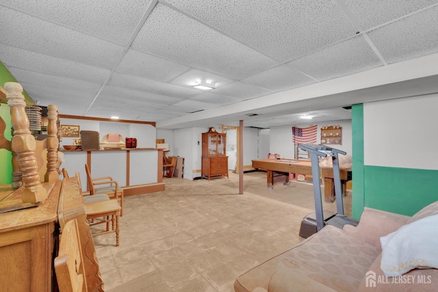 28 Lehigh St, Dunellen, NJ 08812 - rec room featuring a paneled ceiling and tile patterned floors