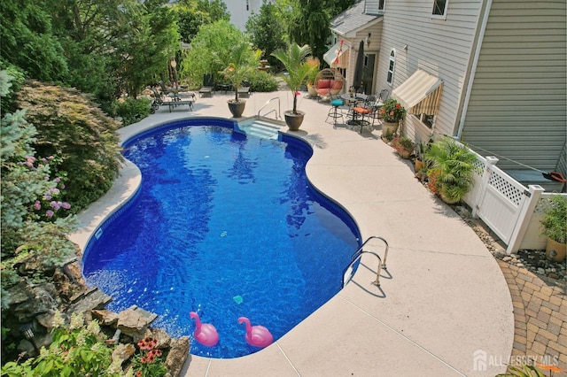 view of pool featuring a patio