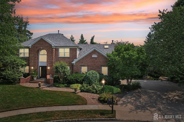 view of front facade with a lawn