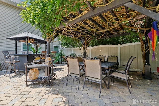 view of patio / terrace with an outdoor bar