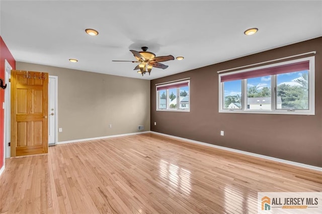 10 Signal Ct, South Brunswick, NJ 08810 - empty room featuring light wood-style floors, ceiling fan, baseboards, and recessed lighting