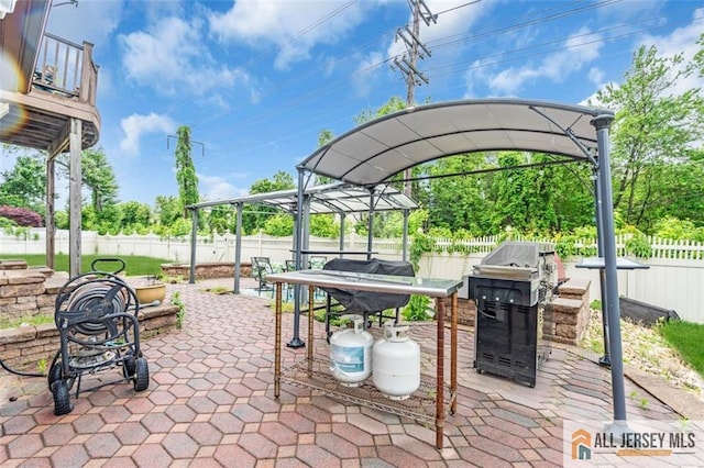 10 Signal Ct, South Brunswick, NJ 08810 - view of patio featuring a fenced backyard, a gazebo, and area for grilling