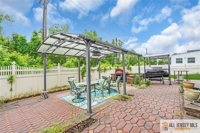 10 Signal Ct, South Brunswick, NJ 08810 - view of patio featuring a fenced backyard, outdoor dining area, and a pergola