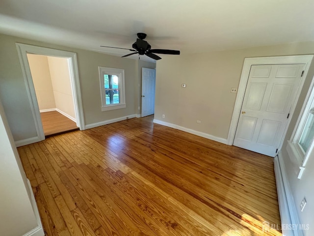 interior space featuring ceiling fan and light hardwood / wood-style flooring