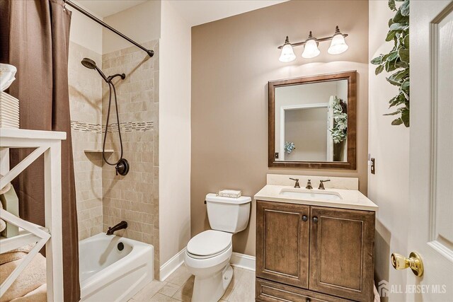 full bath featuring toilet, shower / bath combination, and vanity