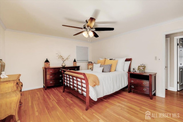 16 Dutch Valley Rd, Howell, NJ 07731 - bedroom with light wood-type flooring, crown molding, baseboards, and a ceiling fan