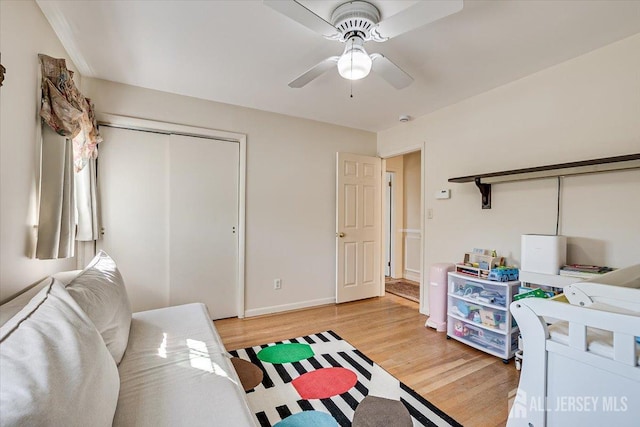 interior space with hardwood / wood-style flooring and ceiling fan