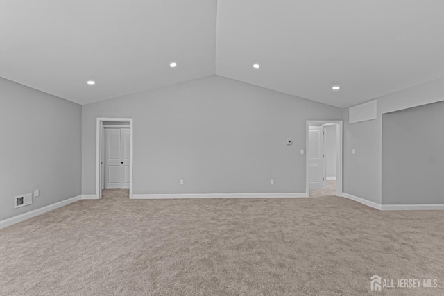 3 Bristol Ct Unit D, Monroe, NJ 08831 - unfurnished room featuring vaulted ceiling, light carpet, recessed lighting, and baseboards