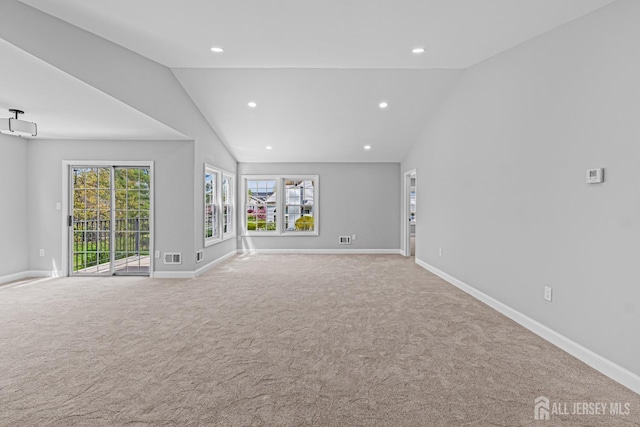 3 Bristol Ct Unit D, Monroe, NJ 08831 - carpeted empty room with vaulted ceiling, baseboards, and recessed lighting
