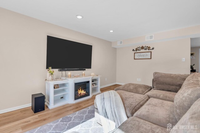 living room with light wood-type flooring