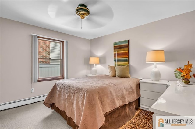 706 Wood Ave, North Brunswick, NJ 08902 - carpeted bedroom featuring baseboard heating and ceiling fan