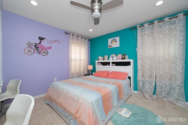 31 Morris Ln, Cranbury, NJ 08512 - carpeted bedroom with recessed lighting, ceiling fan, and baseboards