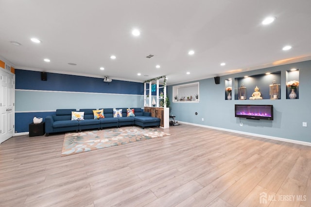 31 Morris Ln, Cranbury, NJ 08512 - living area featuring wood finished floors, crown molding, recessed lighting, and baseboards