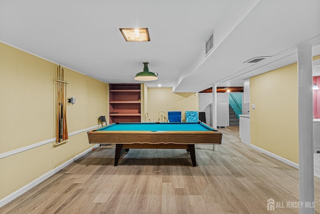 playroom featuring wood finished floors, baseboards, and billiards table