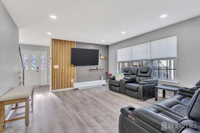 living room featuring light hardwood / wood-style flooring