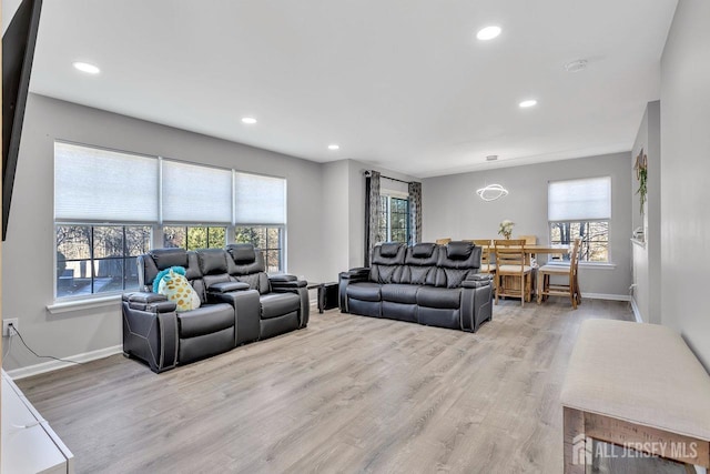 living room featuring light hardwood / wood-style floors