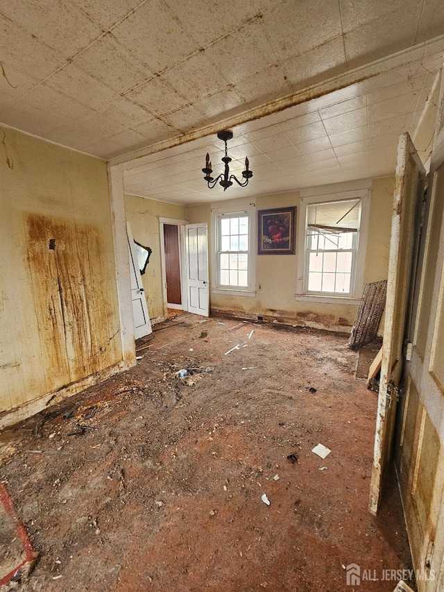 interior space with a notable chandelier