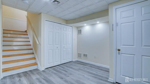 interior space with light hardwood / wood-style flooring