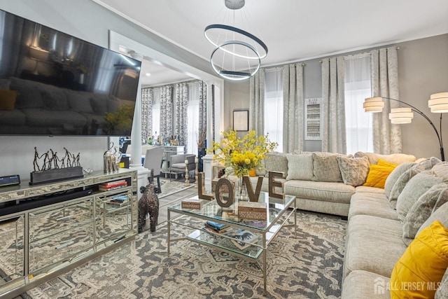 207 S Broadway, South Amboy, NJ 08879 - living area with a chandelier and ornamental molding