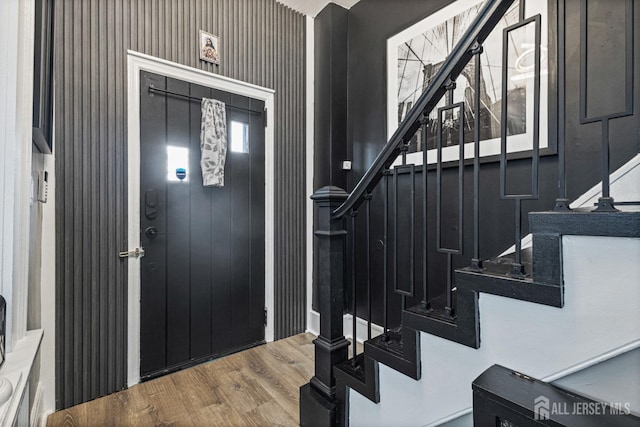 207 S Broadway, South Amboy, NJ 08879 - foyer entrance featuring stairs and wood finished floors