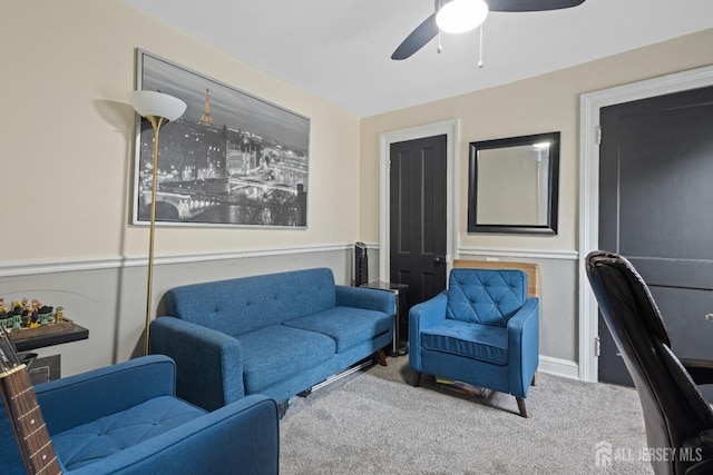 207 S Broadway, South Amboy, NJ 08879 - carpeted living room featuring a ceiling fan
