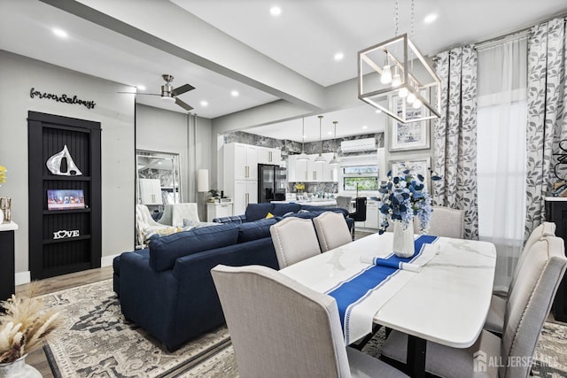 207 S Broadway, South Amboy, NJ 08879 - dining space with light wood-type flooring, recessed lighting, and ceiling fan