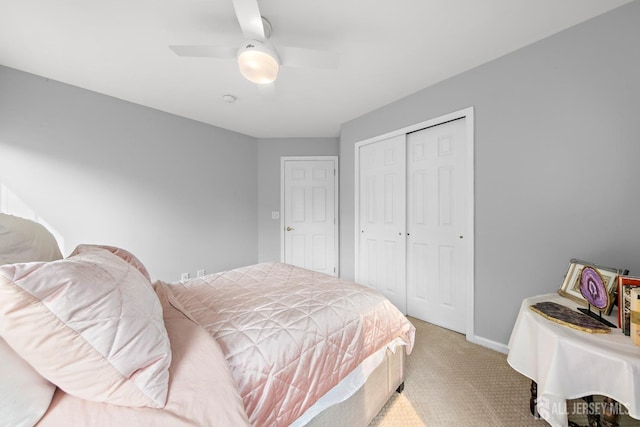 19 S Shore Dr, South Amboy, NJ 08879 - bedroom featuring carpet floors, a closet, ceiling fan, and baseboards