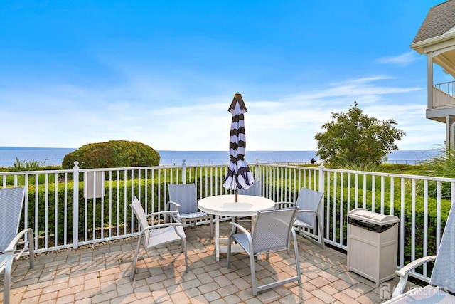 19 S Shore Dr, South Amboy, NJ 08879 - view of patio with a water view and outdoor dining area