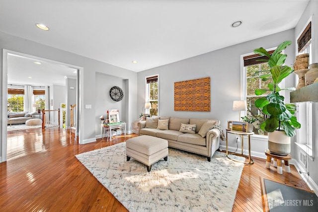 19 S Shore Dr, South Amboy, NJ 08879 - living room with hardwood / wood-style flooring, plenty of natural light, baseboards, and recessed lighting