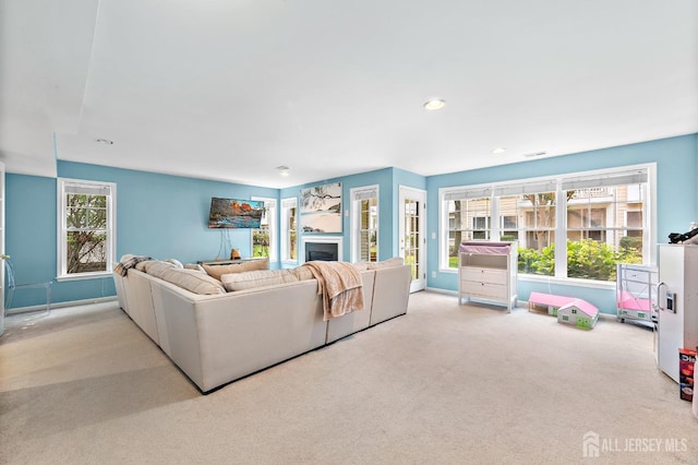 19 S Shore Dr, South Amboy, NJ 08879 - living area featuring carpet flooring, baseboards, and recessed lighting