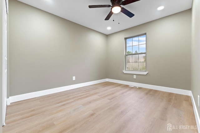 13 Stuart Dr Unit 5, Freehold, NJ 07728 - unfurnished room with a ceiling fan, light wood-style floors, and recessed lighting