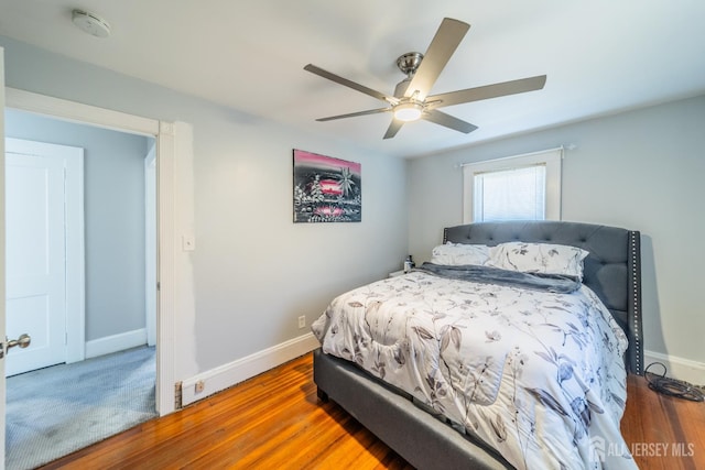 292 Morton Ave, Rahway, NJ 07065 - bedroom featuring baseboards, ceiling fan, and wood finished floors