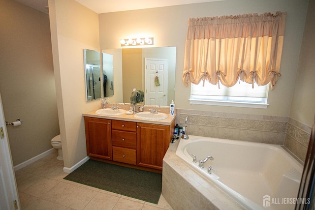 116 Prusakowski Blvd, Sayreville, NJ 08859 - full bath with double vanity, tile patterned flooring, a sink, and a bath