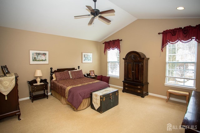 116 Prusakowski Blvd, Sayreville, NJ 08859 - bedroom featuring carpet floors, baseboards, vaulted ceiling, and ceiling fan