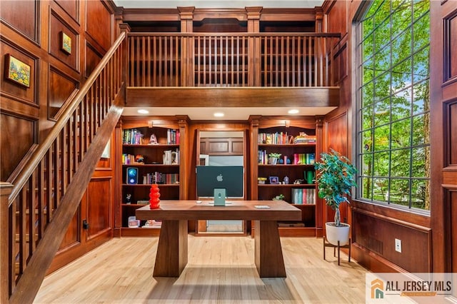 office featuring light wood-style flooring