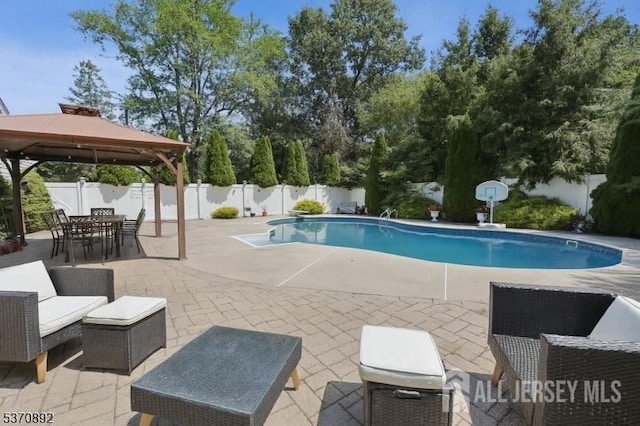 101 Pergola Ave, Monroe, NJ 08831 - view of swimming pool featuring a gazebo, a patio area, and a fenced backyard