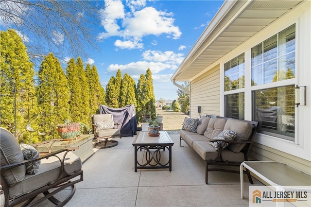 view of patio featuring an outdoor hangout area