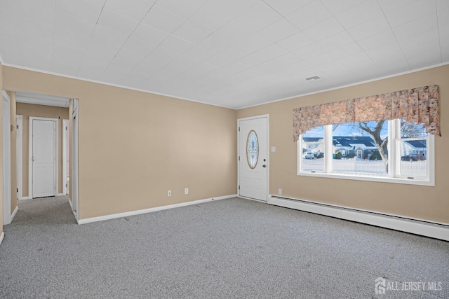 interior space with a baseboard radiator