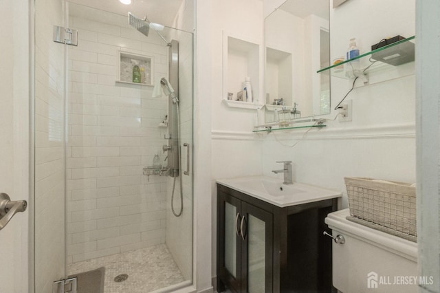 1 Hollywood Dr, Woodbridge Proper, NJ 07095 - bathroom with toilet, a stall shower, and vanity