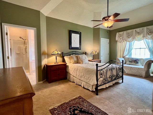 1 Walter Way, Monroe, NJ 08831 - bedroom featuring light carpet, a textured ceiling, ceiling fan, and ensuite bathroom