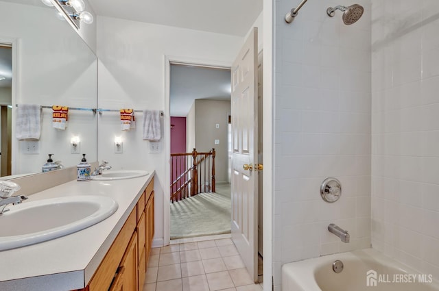 27 Rue Chagall, Franklin, NJ 08873 - full bathroom featuring tile patterned floors, double vanity, and tub / shower combination